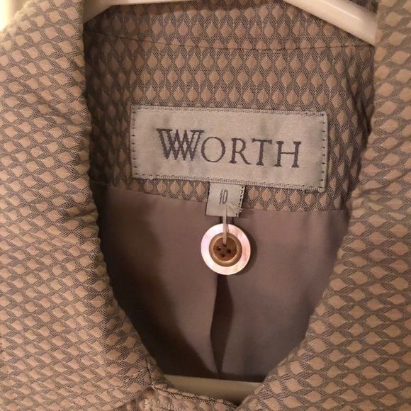 Worth/beige grey plaid tweed button front blazer collared w 4 front pockets - Picture 3 of 7